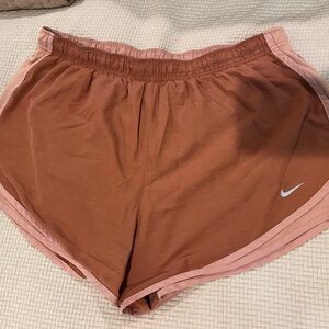 Nike Women's Rust and Light Pink Athletic Shorts